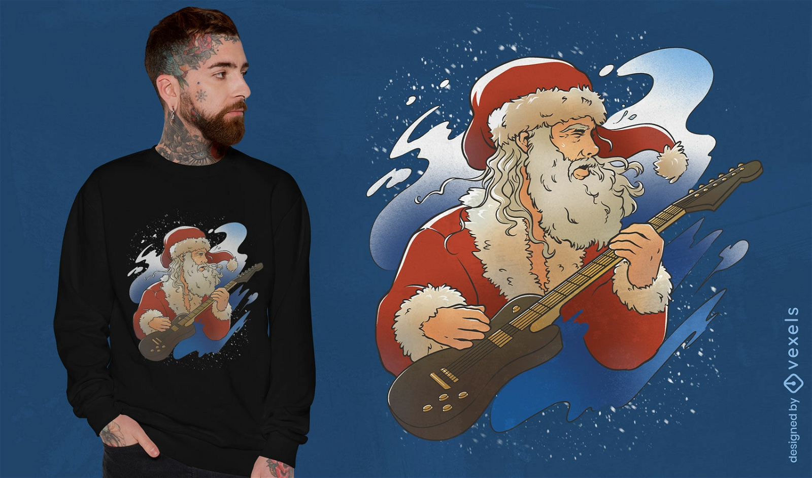 Rockstar Santa T-Shirt-Design