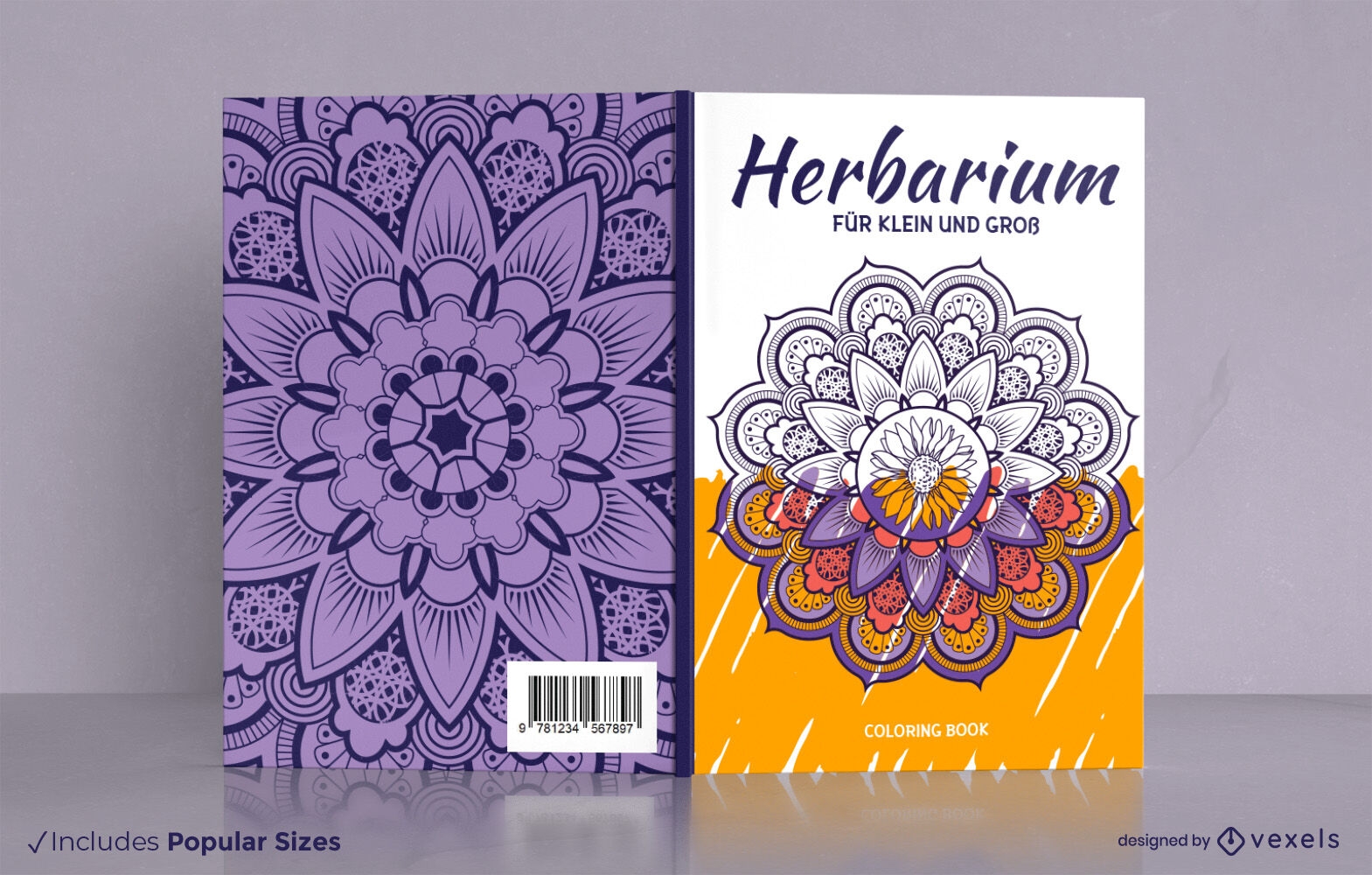 Design de capa de livro de colorir mandala KDP