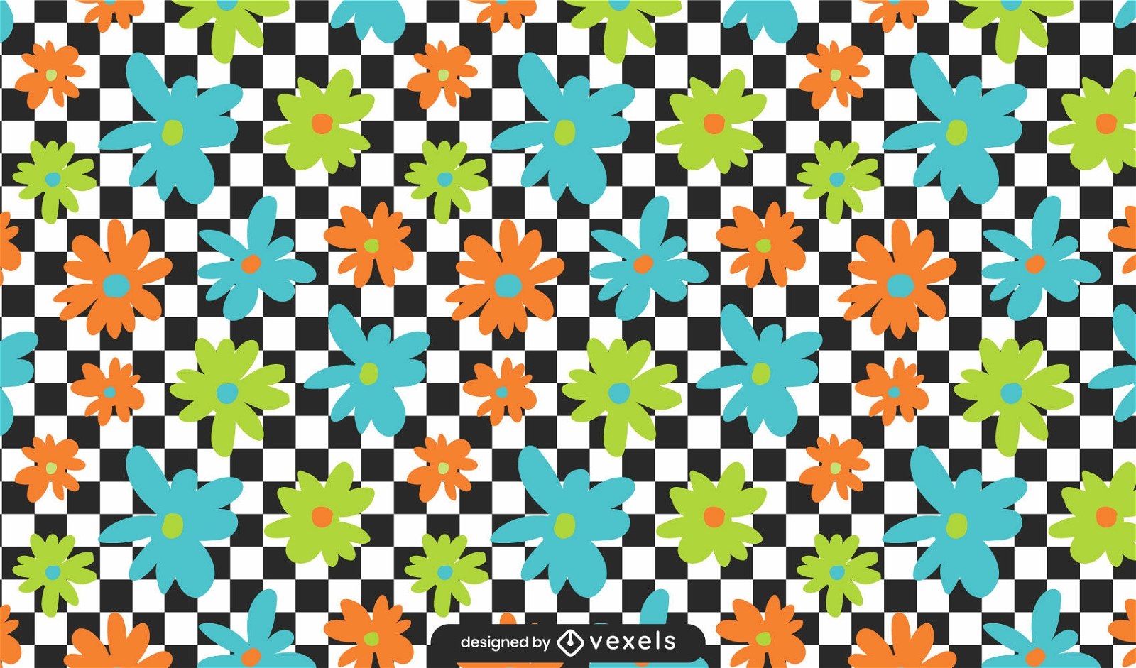 design de padrão floral xadrez