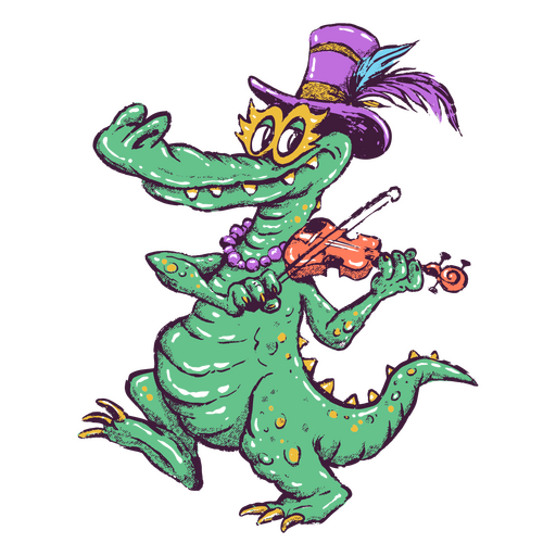 Crocodilo de desenho animado tocando violino Desenho PNG