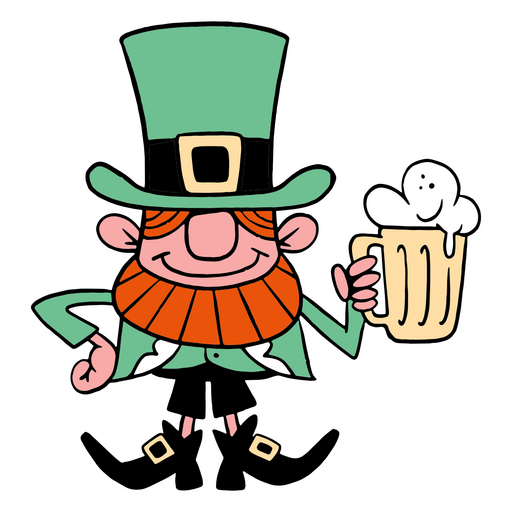 St patrick's day leprechaun holding a mug of beer PNG Design