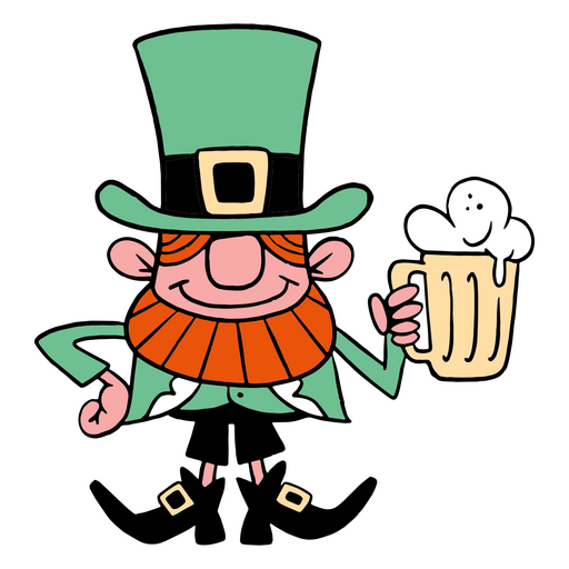 St. Patrick&#39;s Day Kobold hält einen Krug Bier PNG-Design