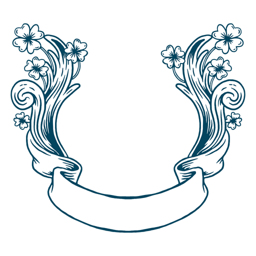 Banner with flowers and scrolls PNG Design