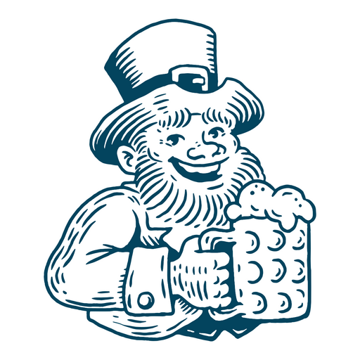 Leprechaun holding a beer mug vintage PNG Design