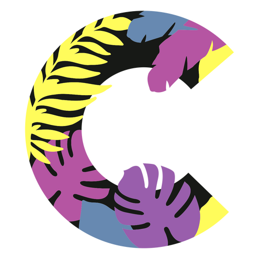 The letter c is surrounded by colorful leaves PNG Design