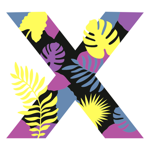 X flaches Sommermonogramm PNG-Design