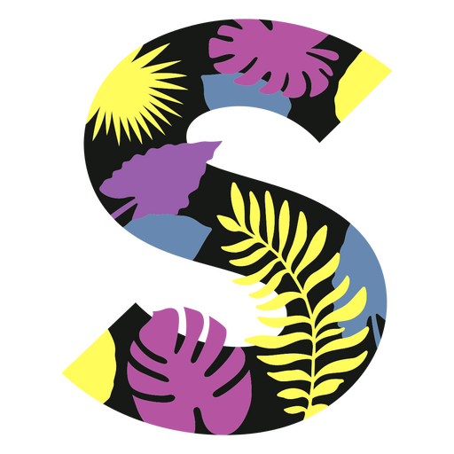 S flat summer monogram PNG Design