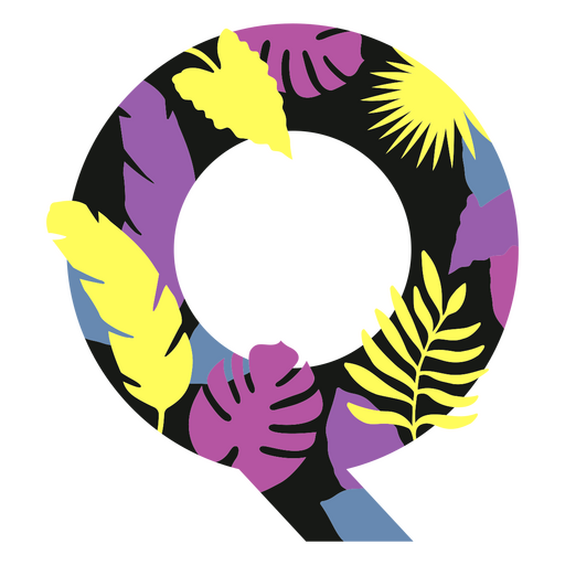 Q flat summer monogram PNG Design