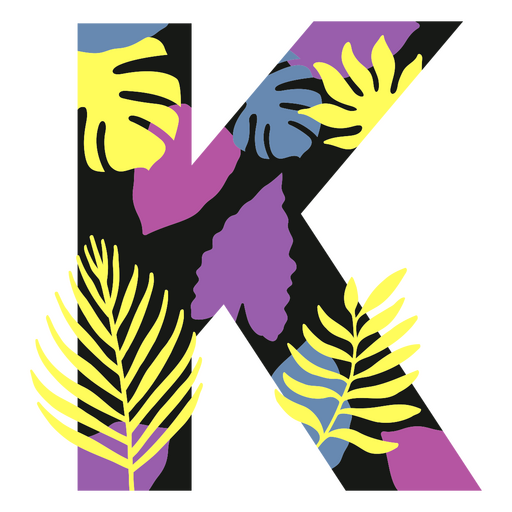 K flat summer monogram PNG Design