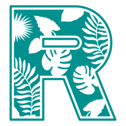 Monograma de verano recortado R Diseño PNG