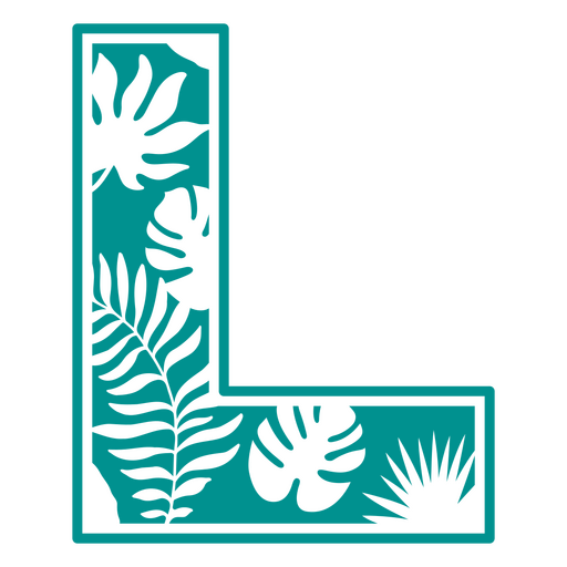 The letter l in a tropical leaf pattern PNG Design
