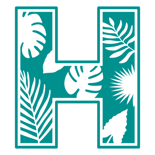 A letra h com folhas tropicais Desenho PNG