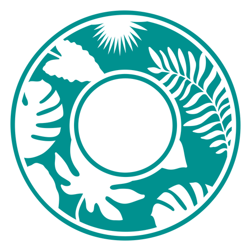 Teal letter o with leaves in it PNG Design