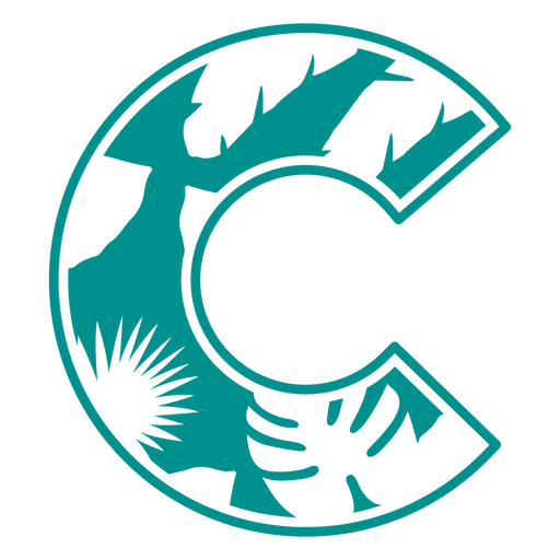 The letter c with tropical leaves PNG Design