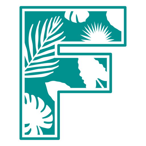 Der Buchstabe f mit tropischen Blättern PNG-Design