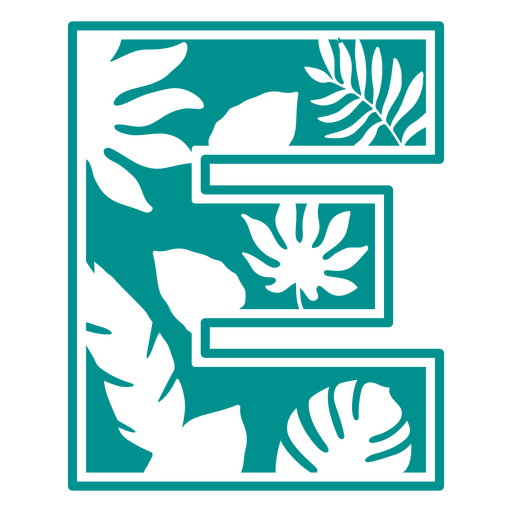 Der Buchstabe e mit Blättern im Hintergrund PNG-Design