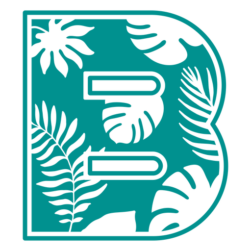 A letra b com folhas tropicais Desenho PNG