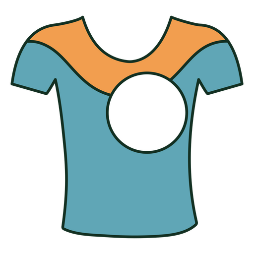 Camiseta azul e laranja com um círculo branco Desenho PNG