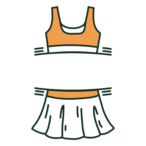 Orange and white tennis skirt PNG Design