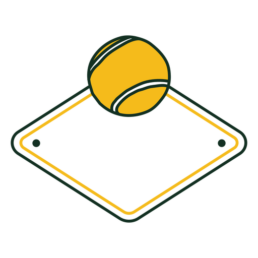 Se?al amarilla y verde con una pelota de tenis. Diseño PNG
