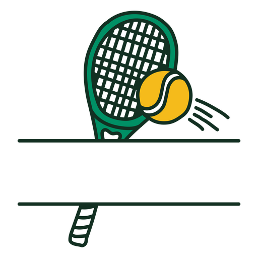 Tennis racket and ball label PNG Design