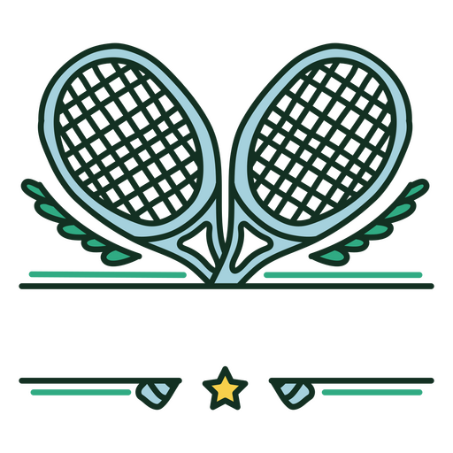 Two tennis rackets label PNG Design