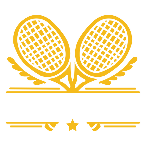 Two yellow tennis rackets label PNG Design