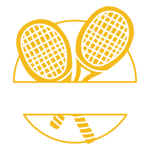 Two yellow tennis rackets badge PNG Design