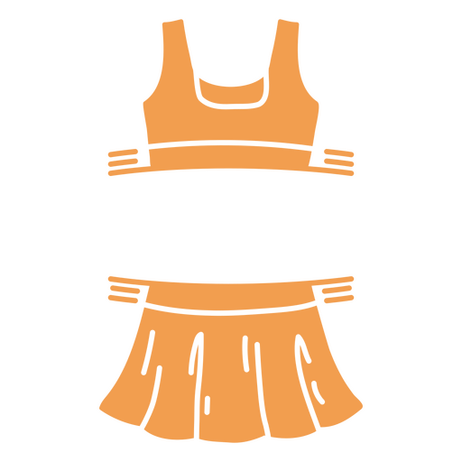 Orange tennis top and skirt label PNG Design