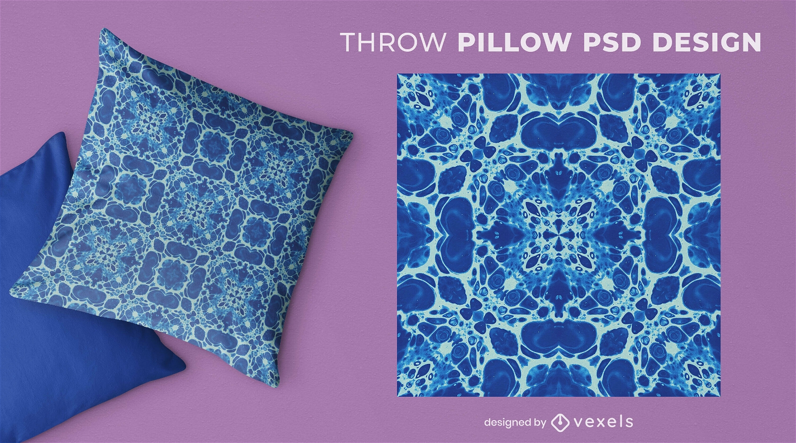 Blue tie die throw pillow design