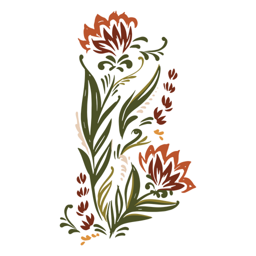 Diseño intrincado de dos flores. Diseño PNG