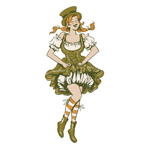 St patrick's day girl in a dress and stockings PNG Design