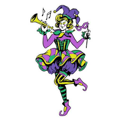 Jester playing a trumpet PNG Design