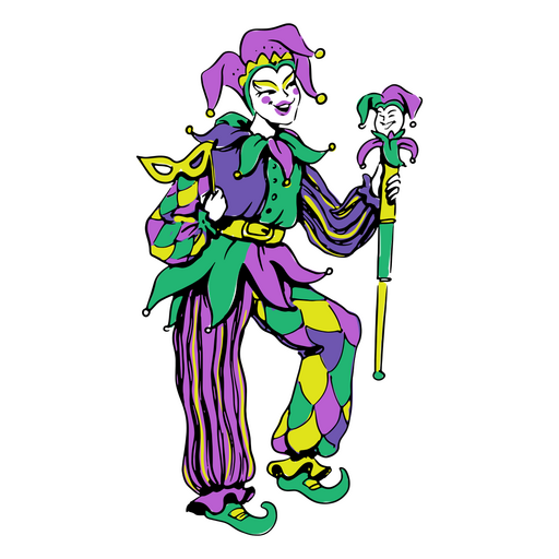 Mardi-Gras-Jester-Charakter PNG-Design