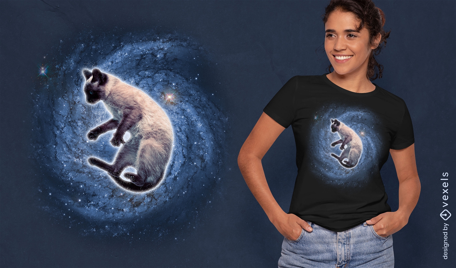 Galaxy cat photographic t-shirt design