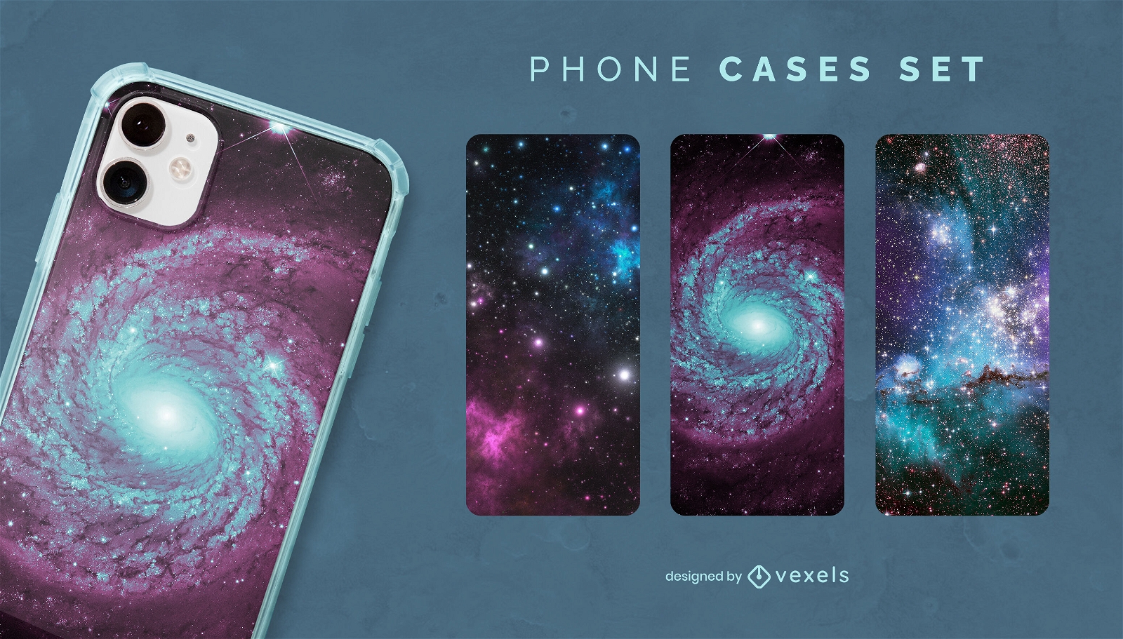 Galaxy and space texture phone case set