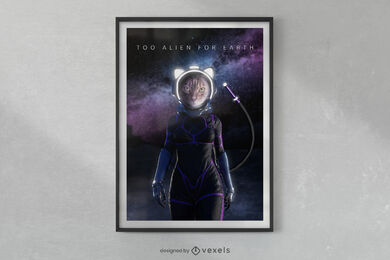 Astronauten-Poster-Design für Weltraumkatzen