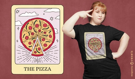 Design de camiseta de cartão de tarô de comida de pizza