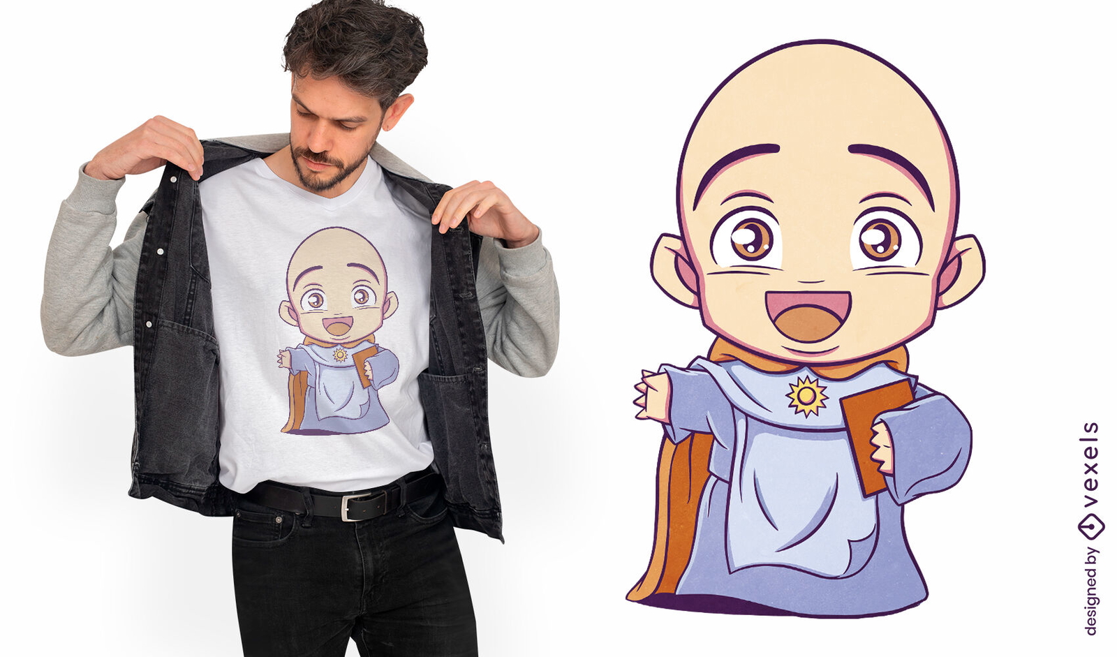 Diseño de camiseta de personaje de sacerdote de Santo Tomás de Aquino