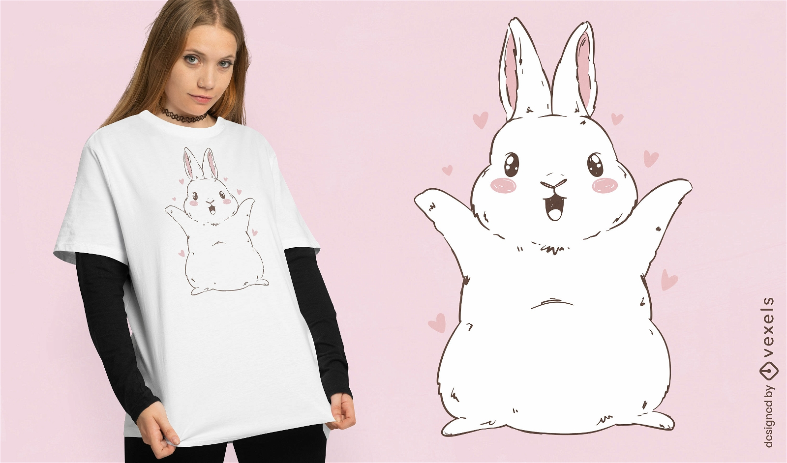 Adorable diseño de camiseta de conejito feliz