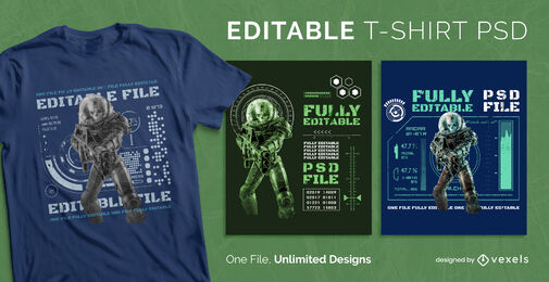 Camiseta escalable esqueleto robot guerrero psd