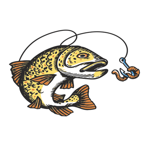 Brown trout with a hook PNG Design