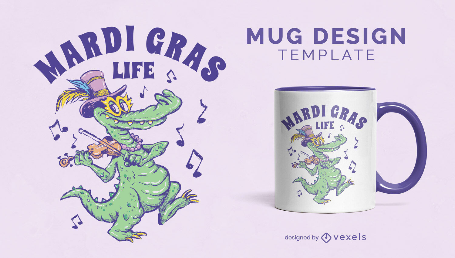 Diseño de taza de cocodrilo animal mardi gras