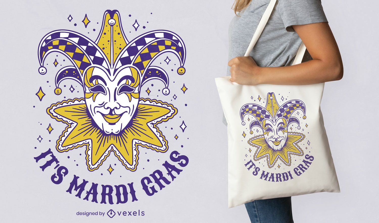 Design de sacola de máscara de feriado de Mardi gras