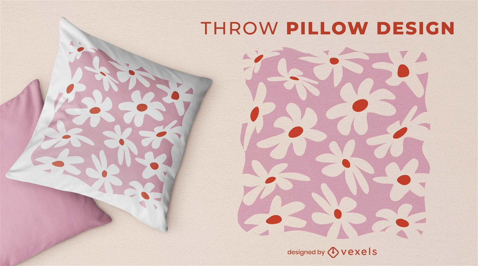 Danish pastel flowers throw pillow design