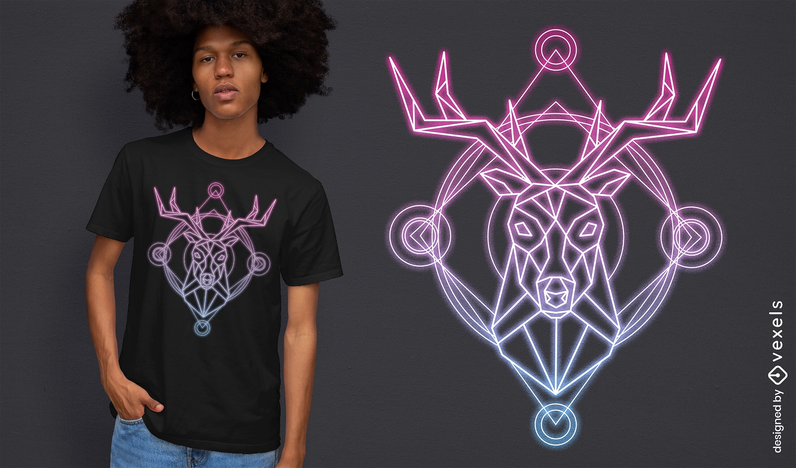 Neon deer t-shirt design