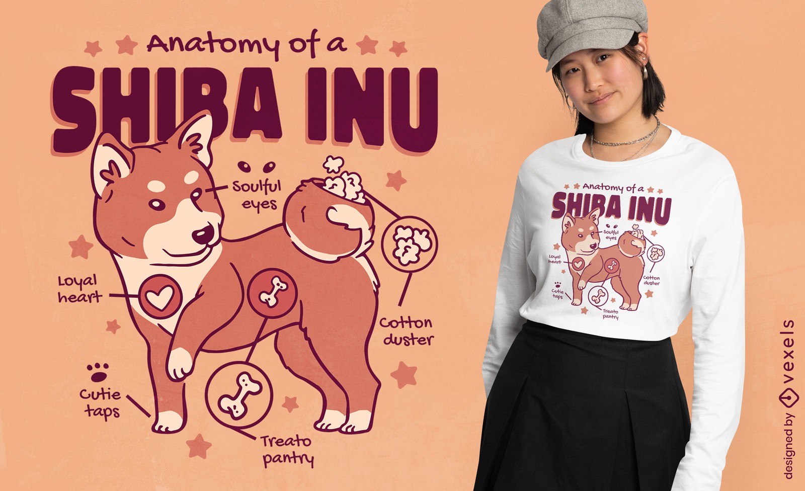 Design engraçado de camiseta de anatomia de panda vermelho