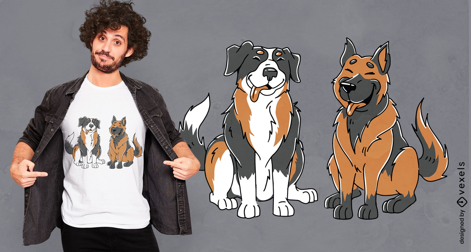 Diseño de camiseta de perros pastores.