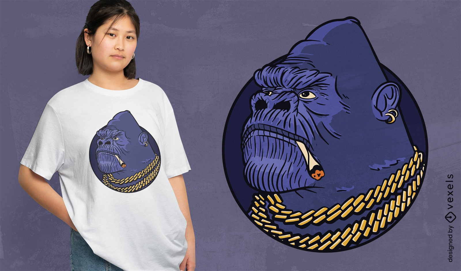 Design de camiseta de gorila gangster
