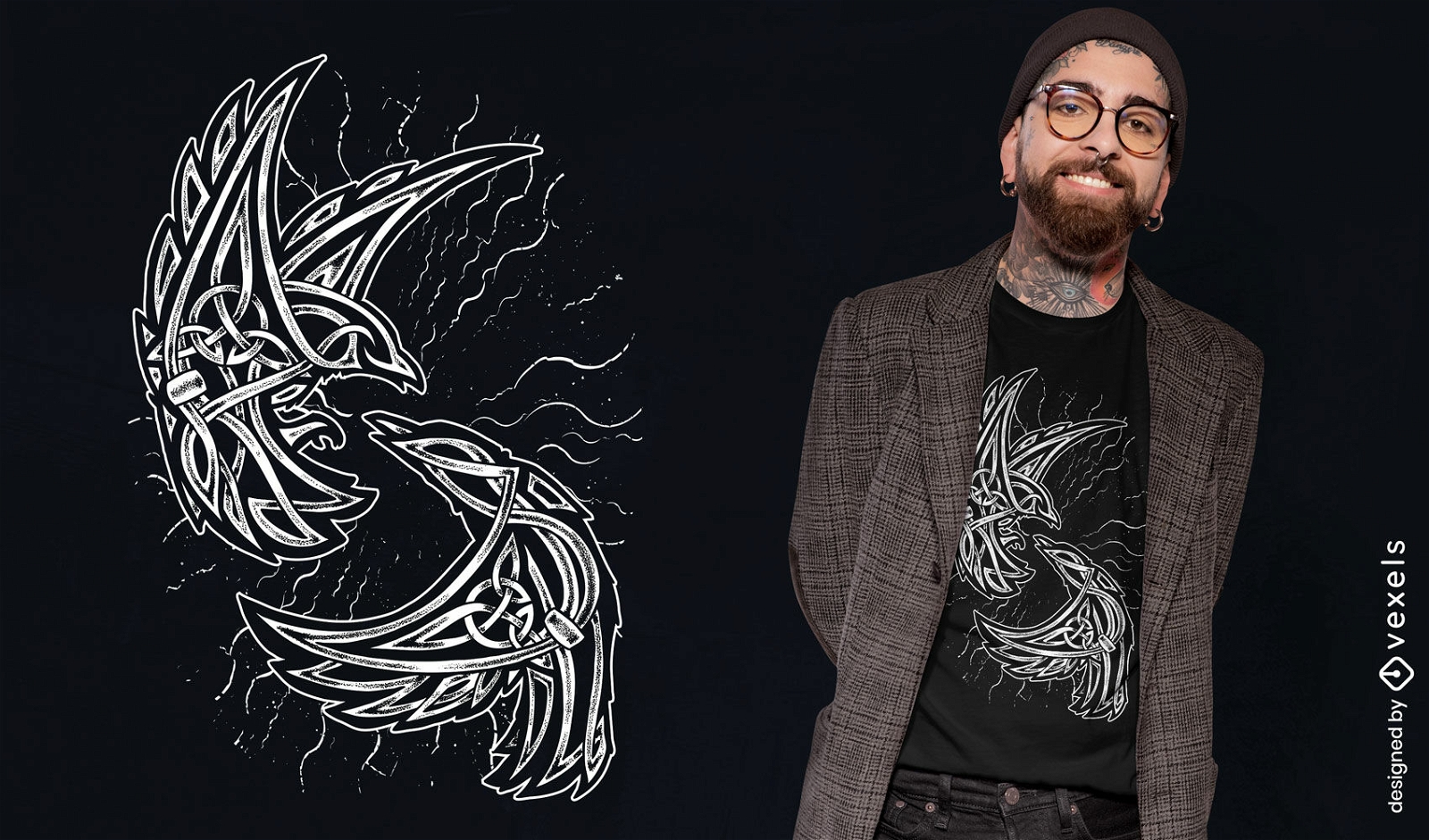 Diseño de camiseta de cuervos celtas